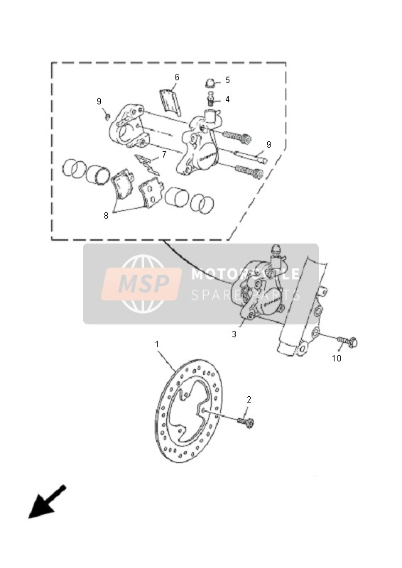 5RWF580T0100, Remklauw Assy (Left, Yamaha, 0